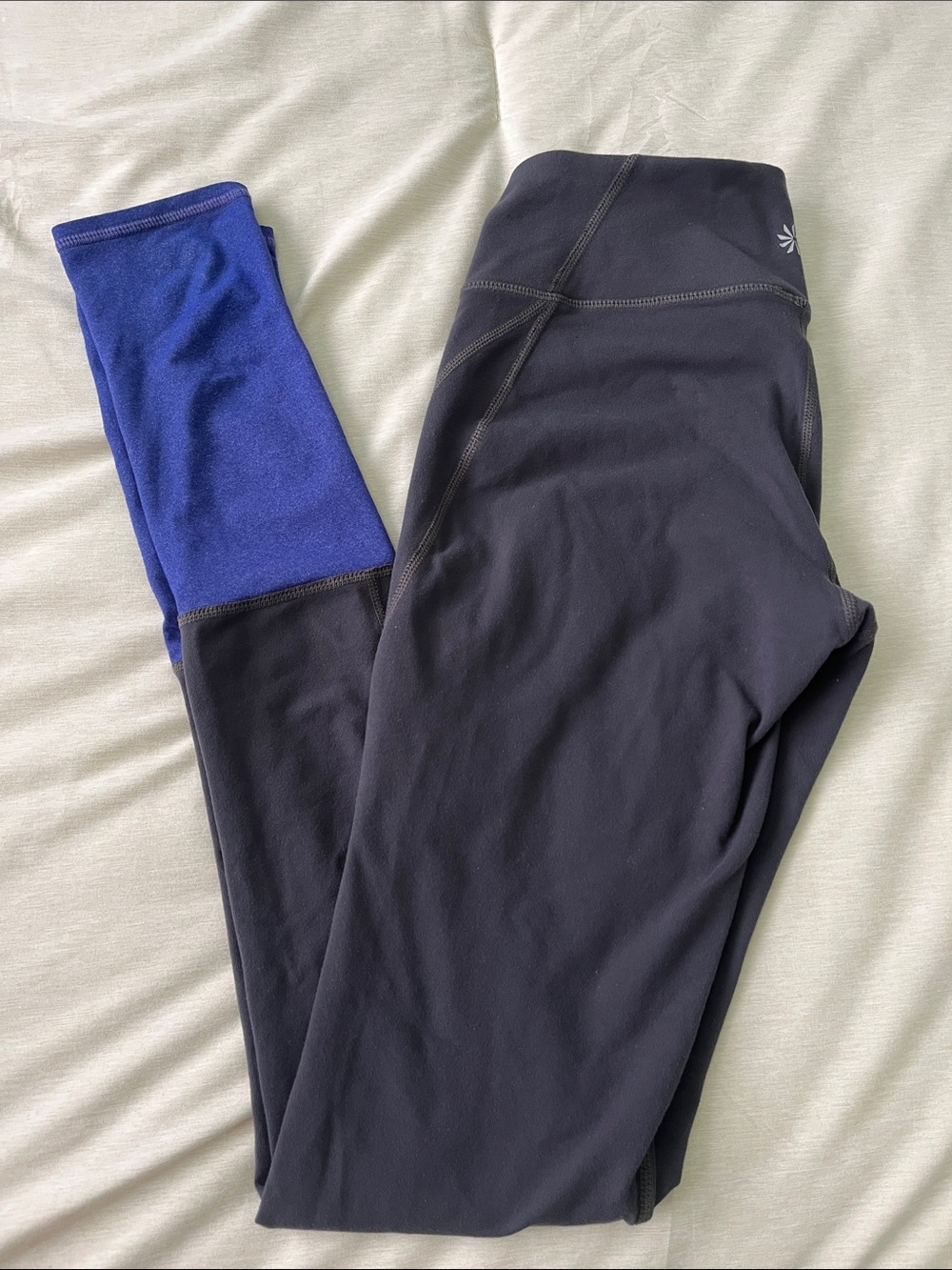 Athleta Colorblock Leggings in Navy and Royal Blue